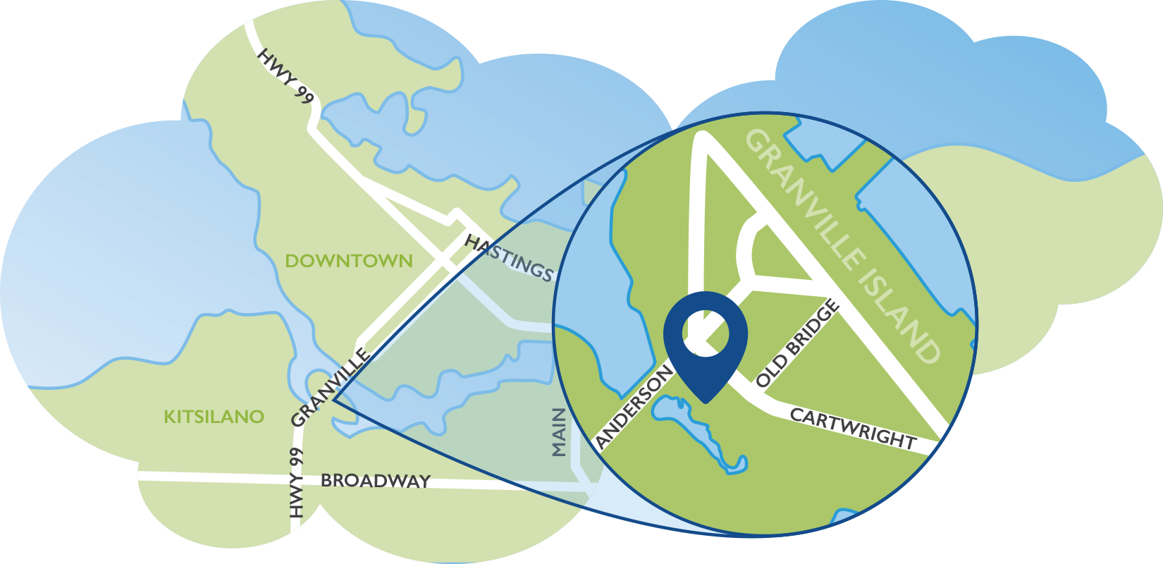 Map of Kids Market on Granville Island in Vancouver